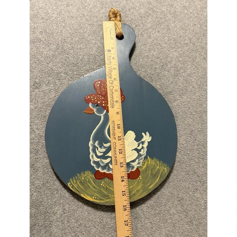 Vintage Hand Painted Ducks Wooden Cutting Board Kitchen Decor Grannycore Goose